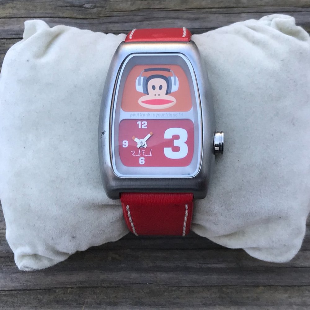 Paul Frank Watch Red Vegan Faux Leather Band Water - Picture 3 of 12